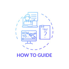 How to guide concept icon. Online library helpline idea thin line illustration. Free tutorial how to get information. New technology. Access. Vector isolated outline RGB color drawing