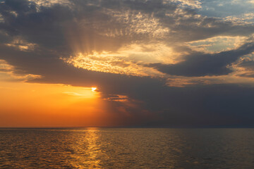 Beautiful sunset over the Caspian Sea