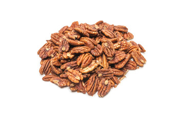 Pecan-nut isolated on white background. Top view.