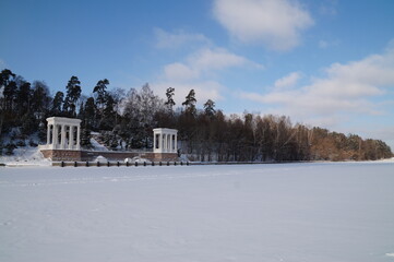 moscow, serebryany bor: river pier in winter