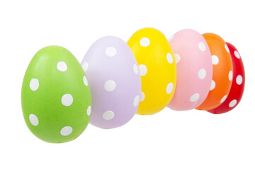 Different easter eggs in dots isolated on the white background