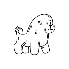 Cute doggie. Bichon Frize. Doodle icon. Vector illustration of a dog. Editable element.