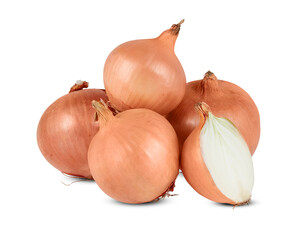 onions on white background with clipping path 