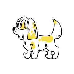 Spaniel, retriever. Cute dog with a fashionable haircut. Doodle icon. Vector illustration of a dog. Editable element.