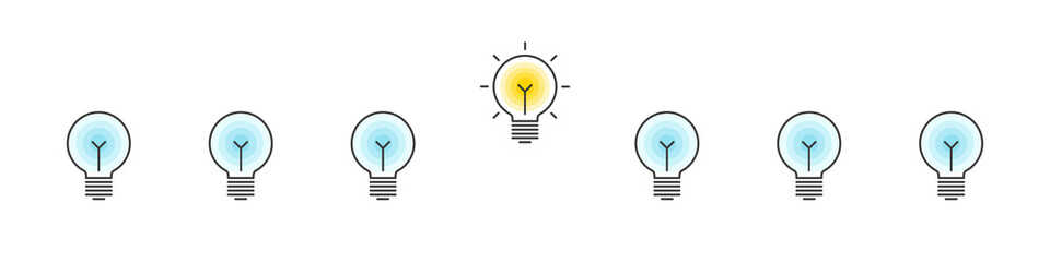 Idea lamp illustrations. Innovative idea modern stylish icon with light bulb. Different style icons set. Vector illustration