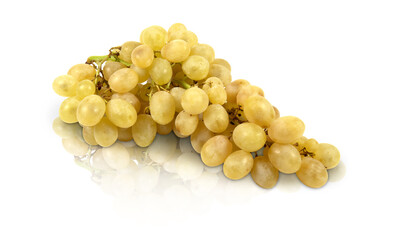 bunch of grapes yellow green isolated white background with clipping​ path​