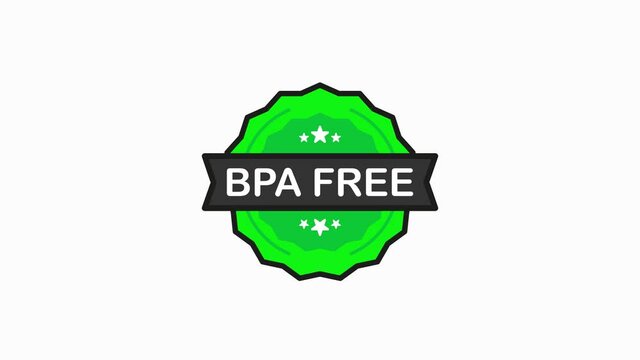 BPA FREE badge green Stamp icon in flat style on white background. Motion graphic.
