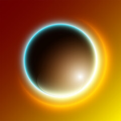 Round sphere button reflected light website app. Isolated bell glow circle button background