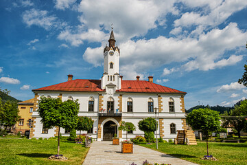 Fototapeta na wymiar Historic building of municipal office, Lubietova, Slovakia