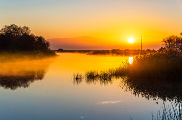 Fototapeta premium Uluabat Lakeside view in sunrise