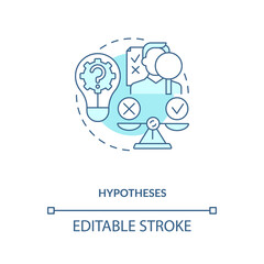 Hypotheses concept icon. Specific, clean and testable proposition idea thin line illustration. Scientific researching knowledge. Vector isolated outline RGB color drawing. Editable stroke