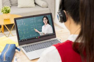 female student learn math online