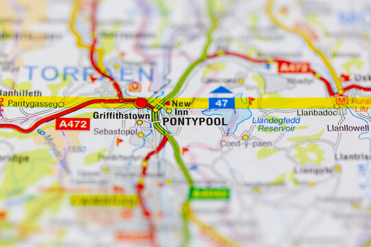 02-24-2021 Portsmouth, Hampshire, UK Pontypool shown on a road map or geography map