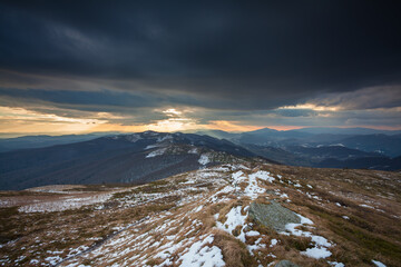 winter landscape in the mountains, Bieszczady