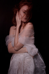 portrait of a ginger woman in dress