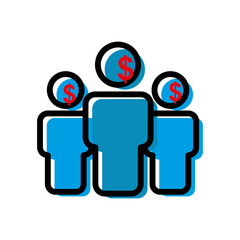 People lineal color icon with dollar. teamwork, business symbol. simple illustration mobile concept app line icon and web design. Editable stroke. Design template vector