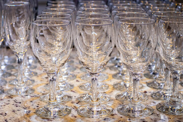 crystal glasses in a row