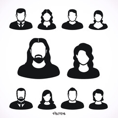 Simple avatar icons of various business people.  Icon Isolated on White Background