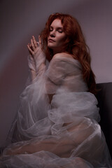 portrait of a ginger woman in dress