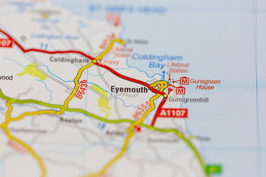 02-24-2021 Portsmouth, Hampshire, UK Eyemouth shown on a road map or geography map