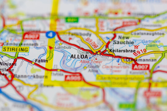 02-24-2021 Portsmouth, Hampshire, UK Alloa shown on a road map or geography map