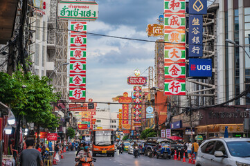 Bangkok/Thailand - 18 June 2020 : Unacquainted Thai People or Tourist in Bangkok China Town Thailand,China Town bangkok The famous Street Food in thailand