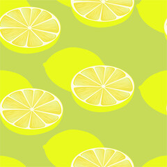 vector pattern with yellow lemon slice. flat image of a pattern of lemon slices.