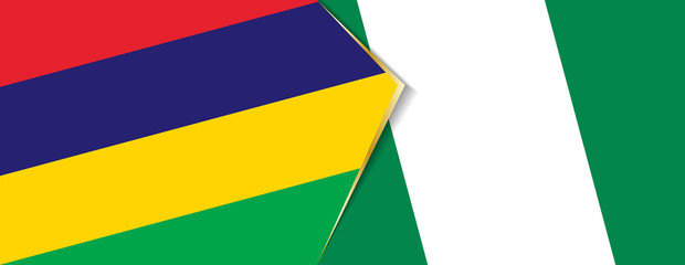 Mauritius and Nigeria flags, two vector flags.