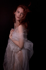 portrait of a ginger woman in dress