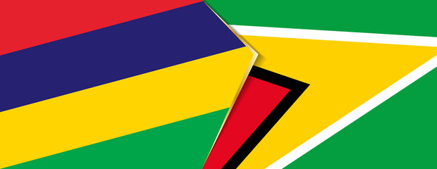 Mauritius and Guyana flags, two vector flags.