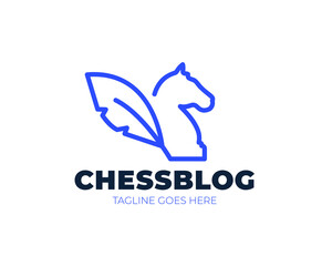 Chess blog vector logo. Vintage classic badge emblem chess club, chess tournament logo vector icon Knights And Pawns