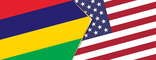 Mauritius and USA flags, two vector flags.