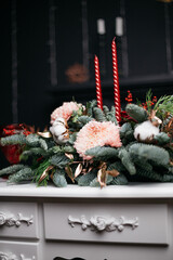 table setting for a festive event or family dinner: decoration with ecological, natural...