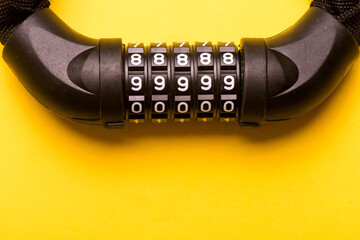 Digital bike lock. combination lock close up.