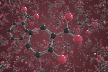 Salicylic acid molecule. Ball-and-stick molecular model. Chemistry related 3d rendering