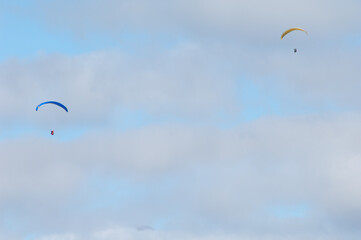 Paragliders in the sky.