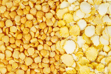Background composition .Split peas and flakes .