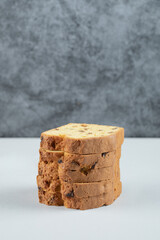 Sultana pie slices isolated on a white background