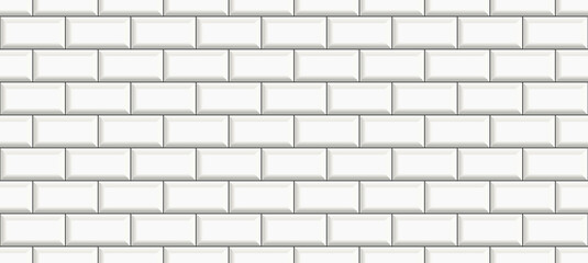 subway tile background. white brick seamless patter for kitchen backsplash, bathroom wall, shower. ceramic vector texture