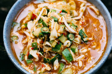 sundanese raw vegetable salad with peanut sauce