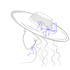 Female silhouette of a face in a hat