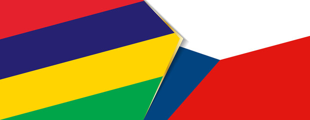 Mauritius and Czech Republic flags, two vector flags.