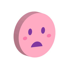 isometric sad emoji face vector design