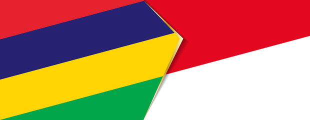 Mauritius and Monaco flags, two vector flags.
