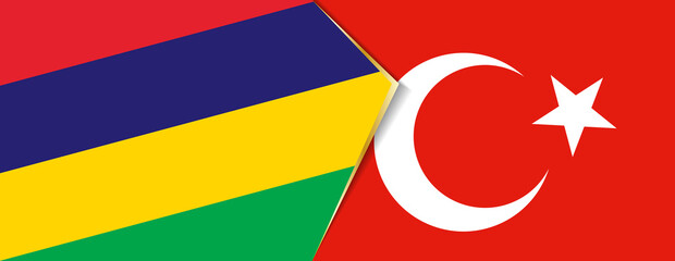 Mauritius and Turkey flags, two vector flags.