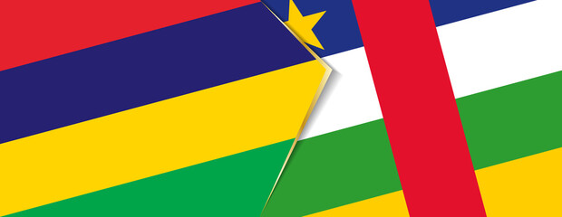 Mauritius and Central African Republic flags, two vector flags.