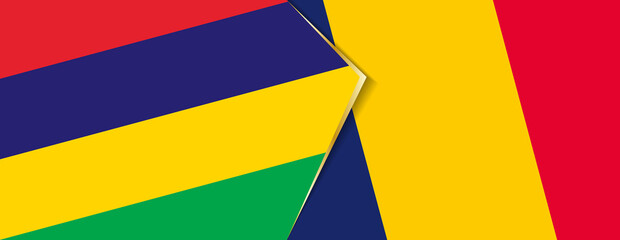 Mauritius and Chad flags, two vector flags.