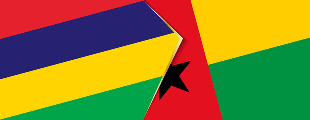 Mauritius and Guinea-Bissau flags, two vector flags.