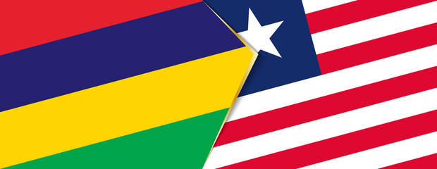 Mauritius and Liberia flags, two vector flags.
