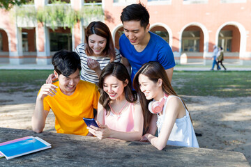 young students use smartphone
